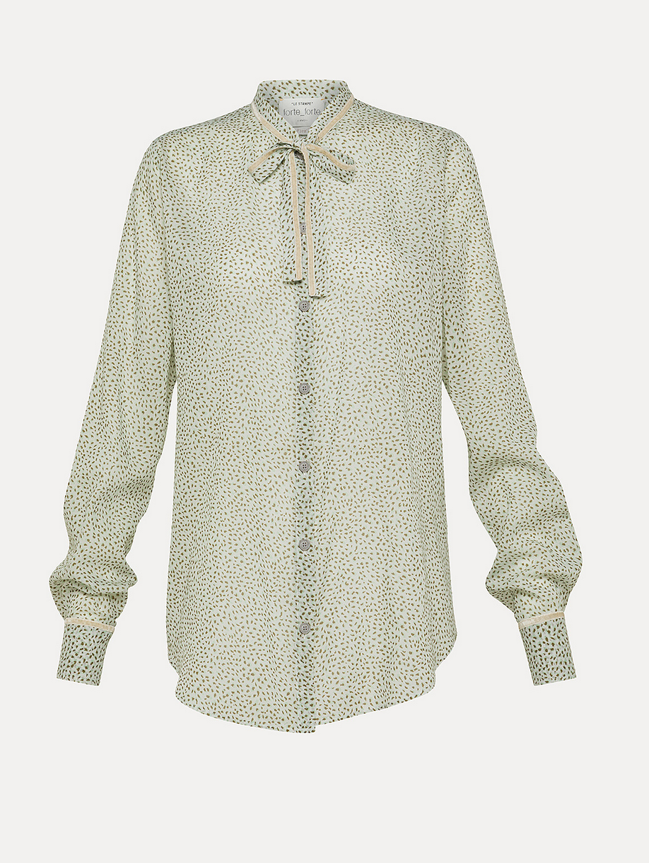 les petites pois print voile bow-tie shirt lichene