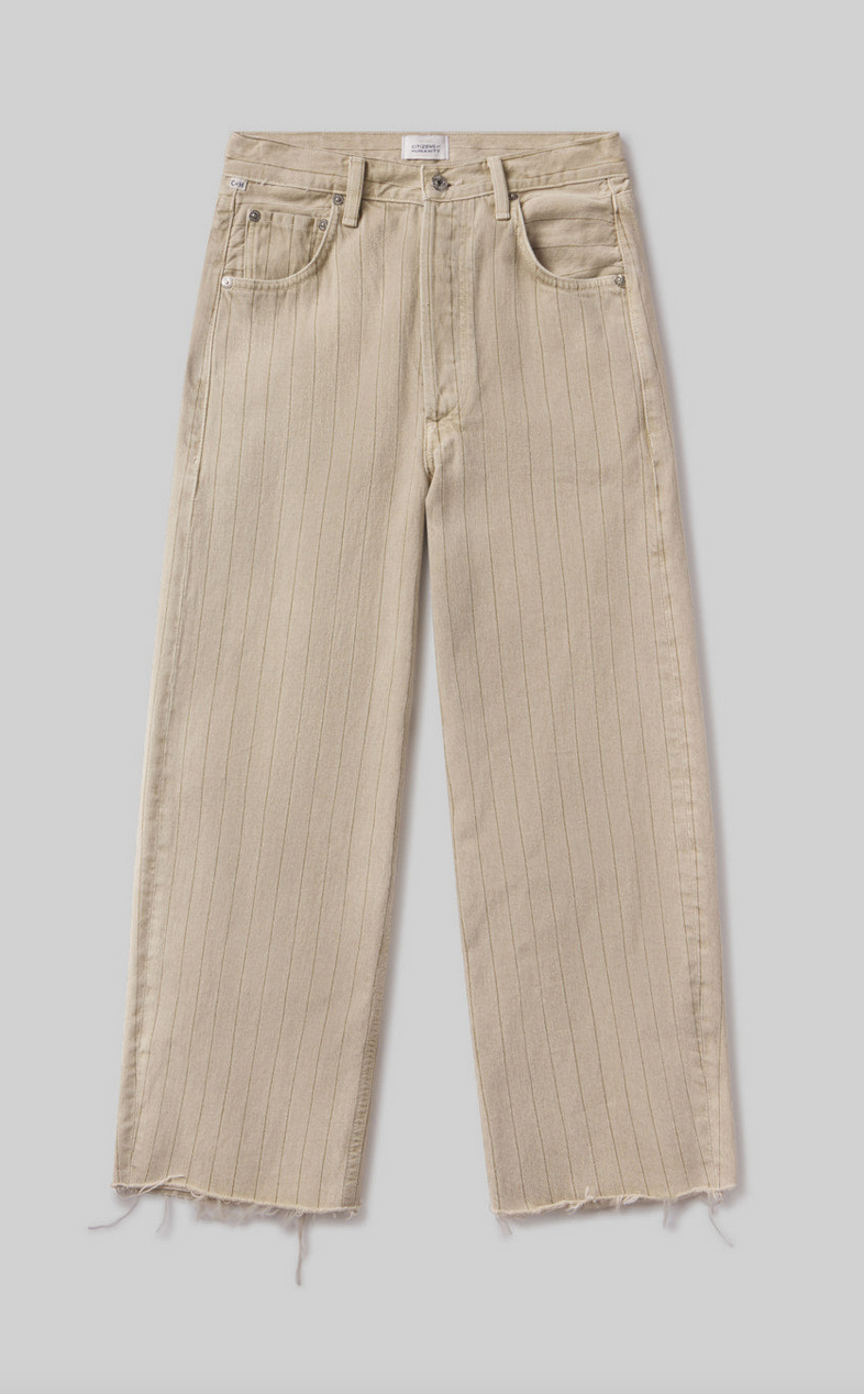 Ayla raw hem crop in natural stripe