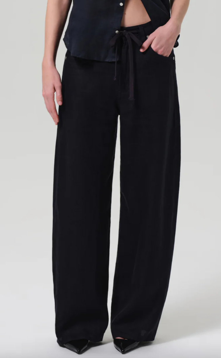 Brynn drawsteing linen trouser in true navy