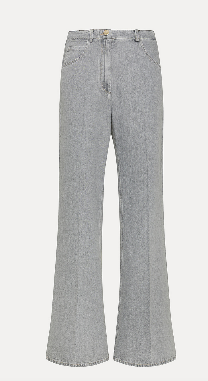grey denim regular waist pants stone