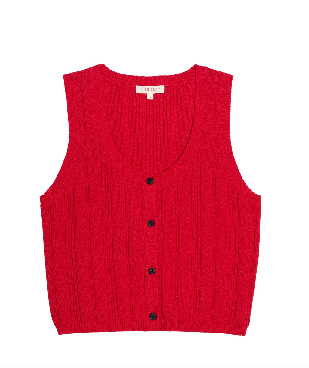 nyla cotton linen top red