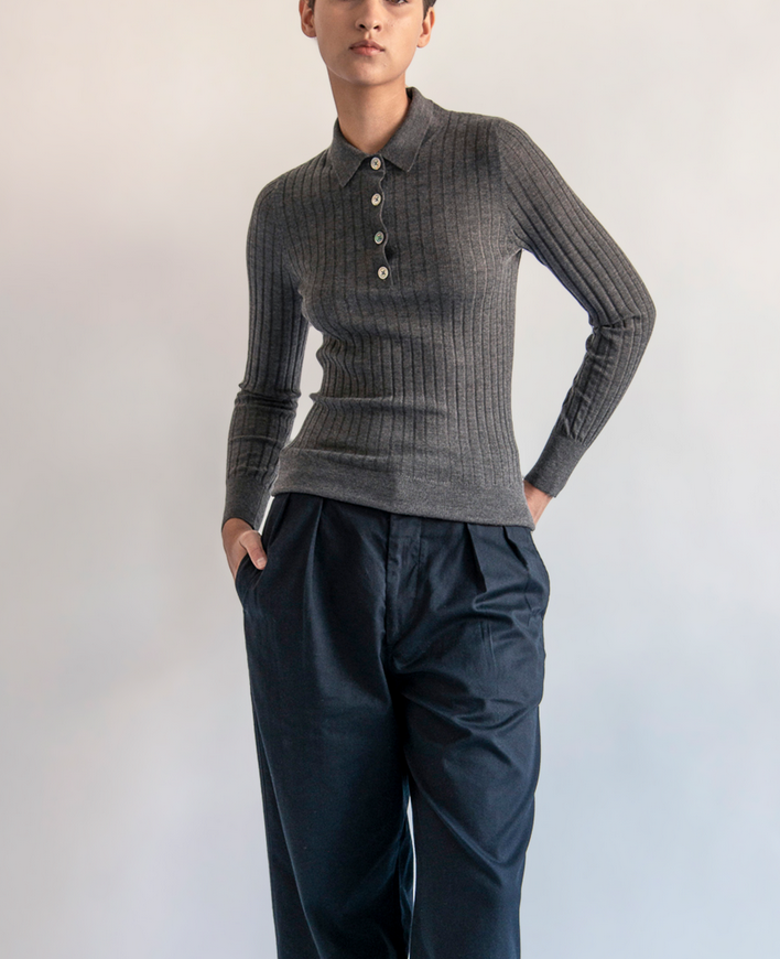 Luna superfine cashmere polo top