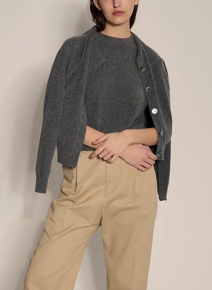 gwen cashmere cardigan dark heather grey
