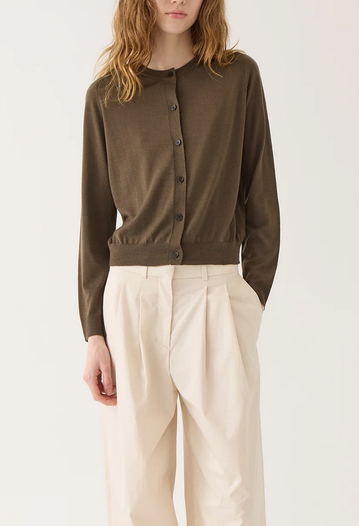 caraline superfine merino wool cardigan loden
