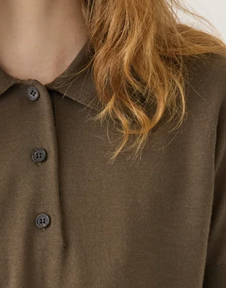 Jarvis superfine merino wool polo top loden