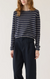 Melina stripe cotton cashmere sweater dark heather grey navy