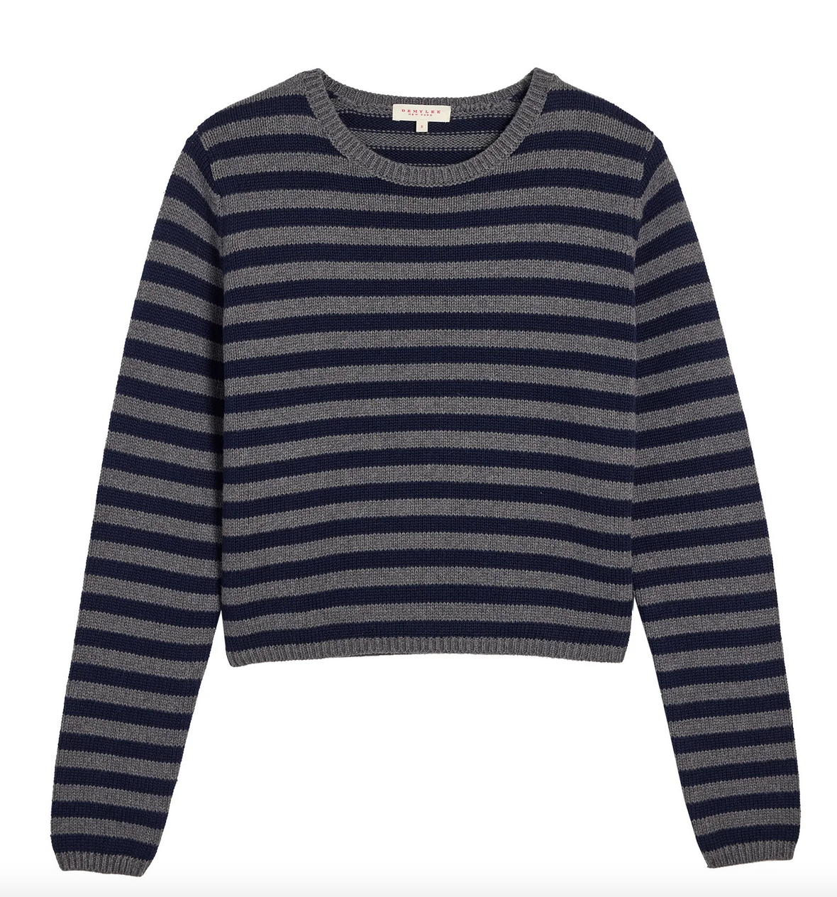 Melina stripe cotton cashmere sweater dark heather grey navy
