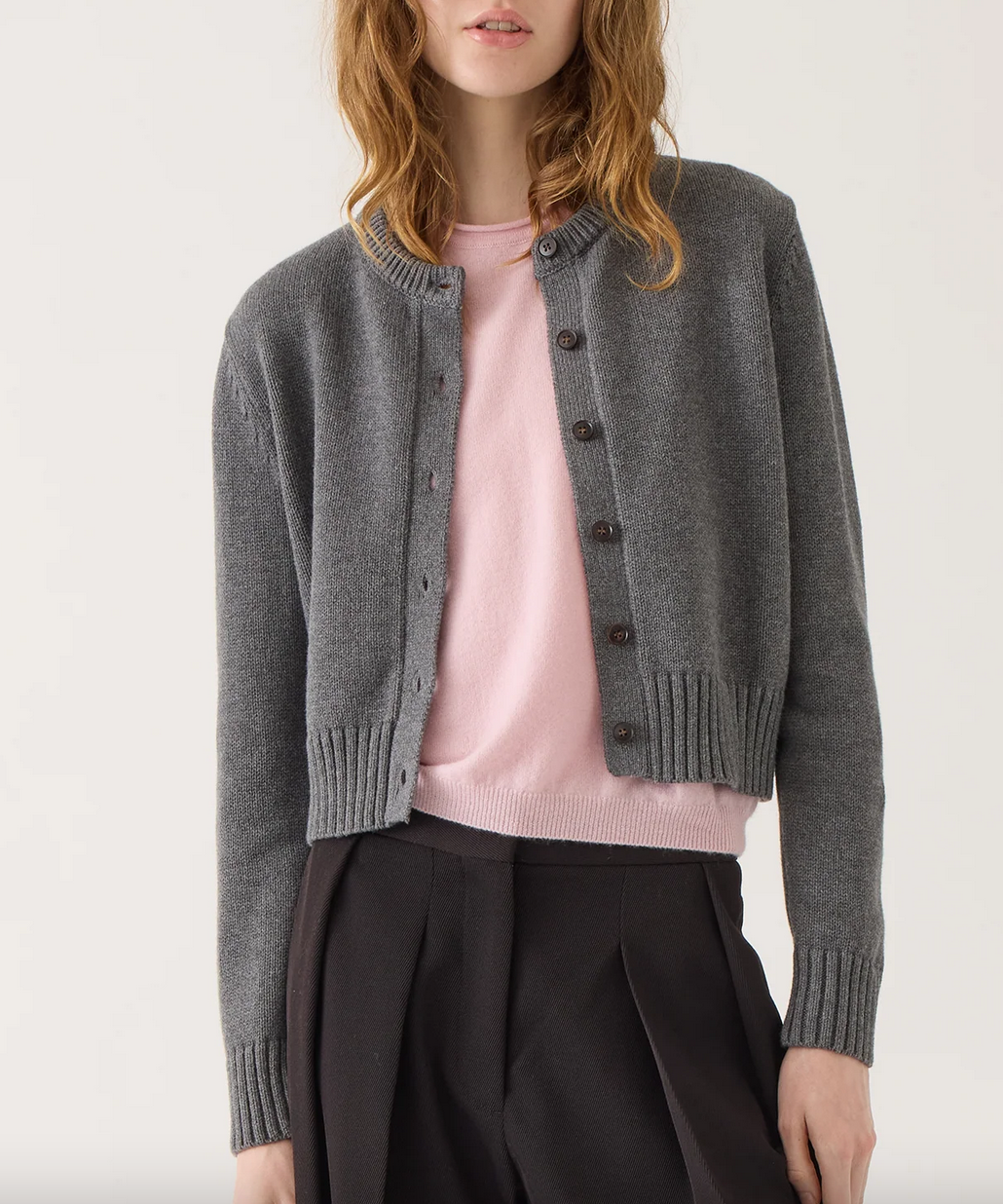 hallie cotton cashmere cardigan dark heather grey