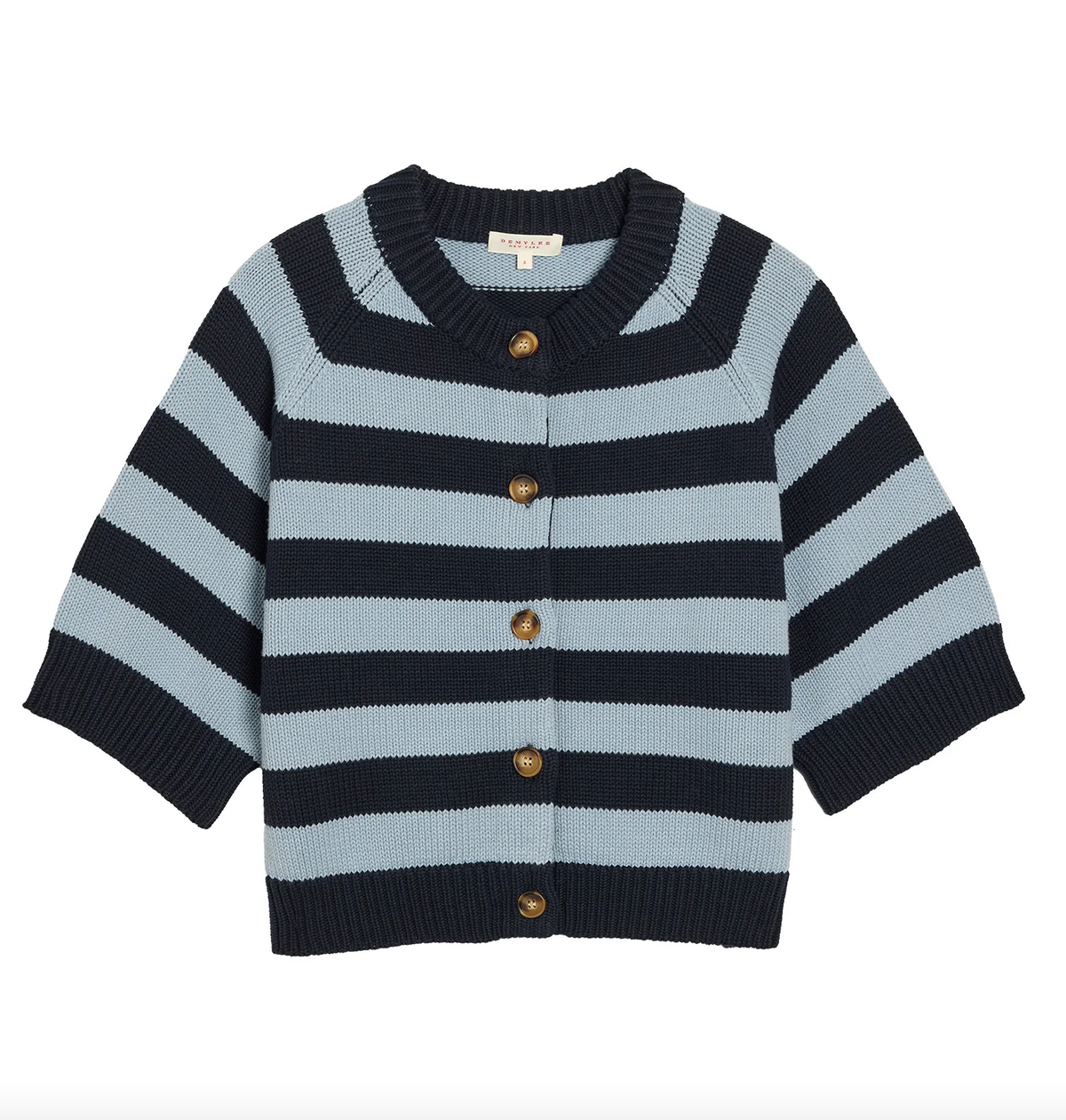 Latki stripe organic cotton cardigan navy dusty blue