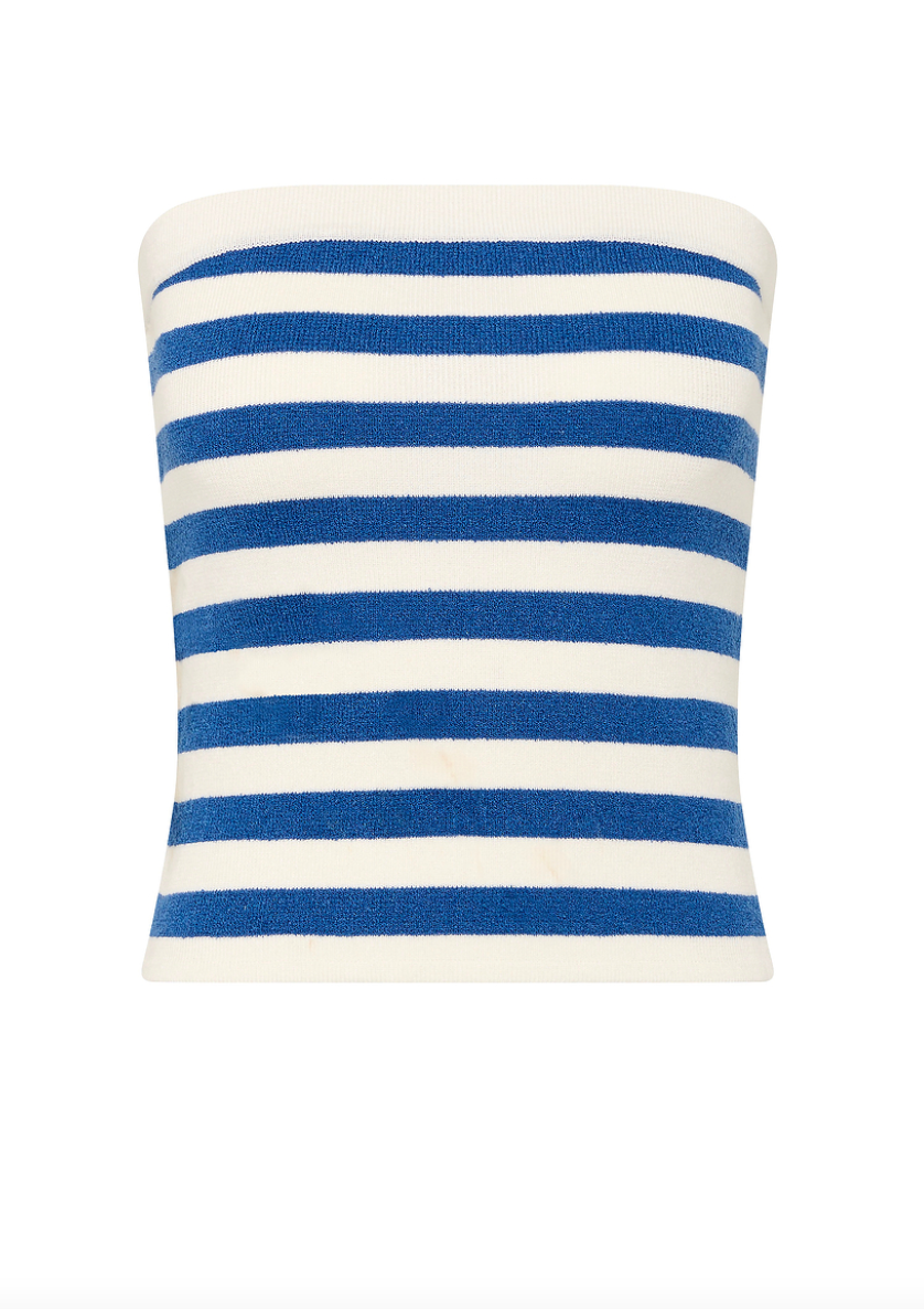 Ari strapless top blue stripe