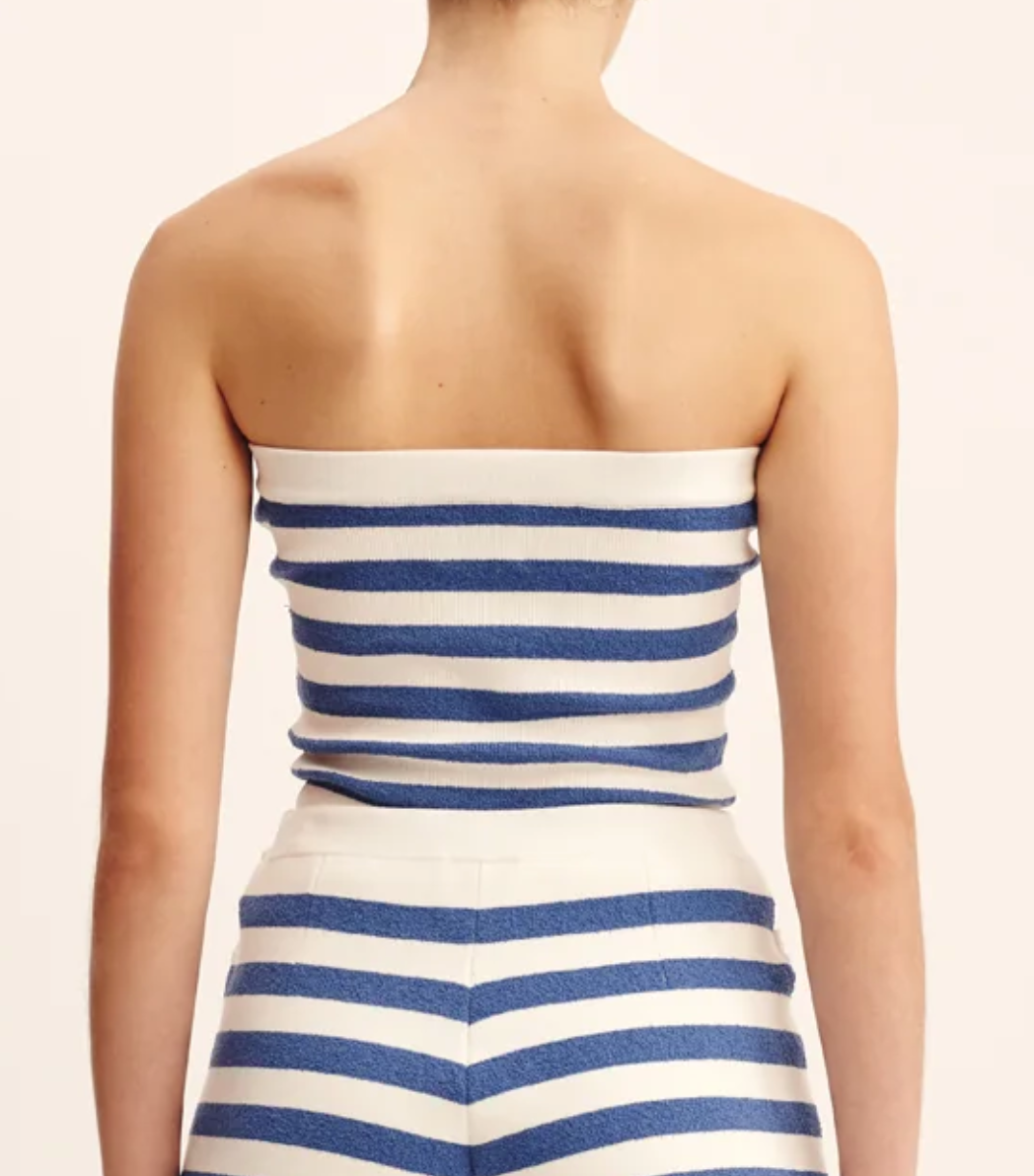 Ari strapless top blue stripe