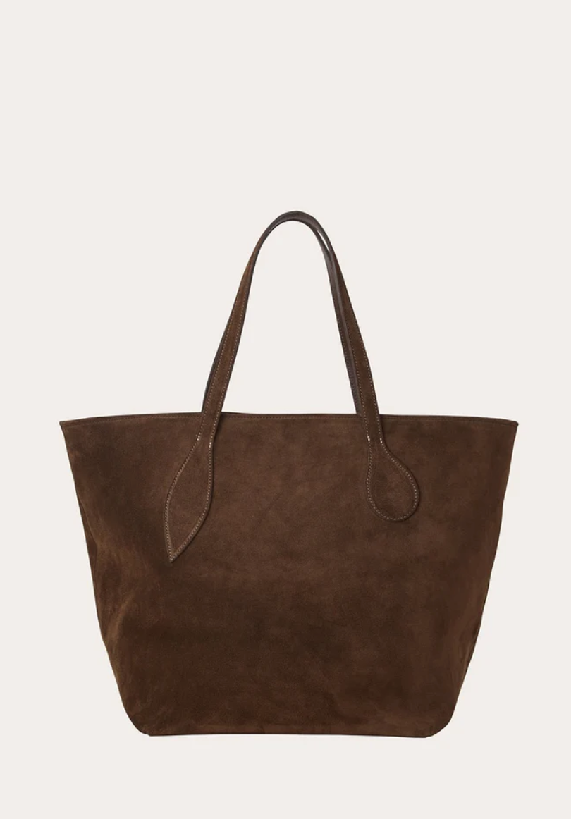 sprout tote dark brown suede
