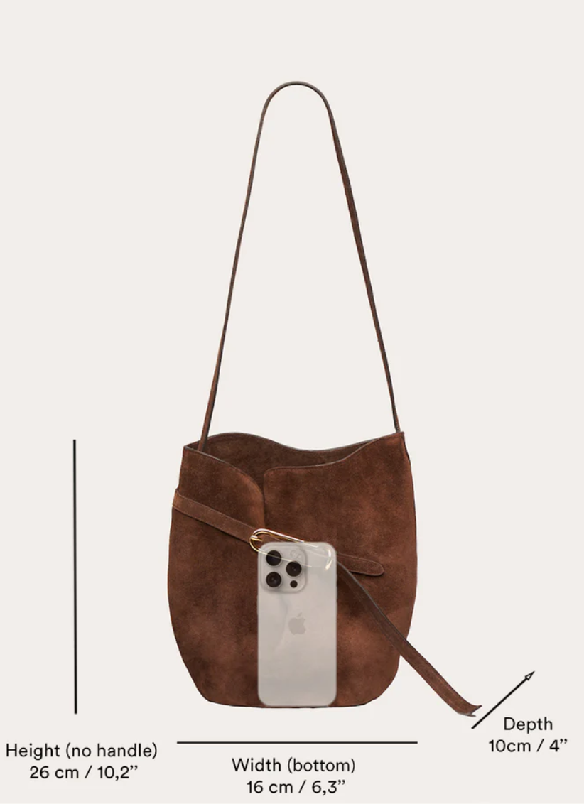 belted bucket bag calf leather black