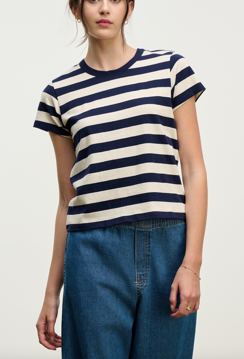 Anais jersey stripe tee navy