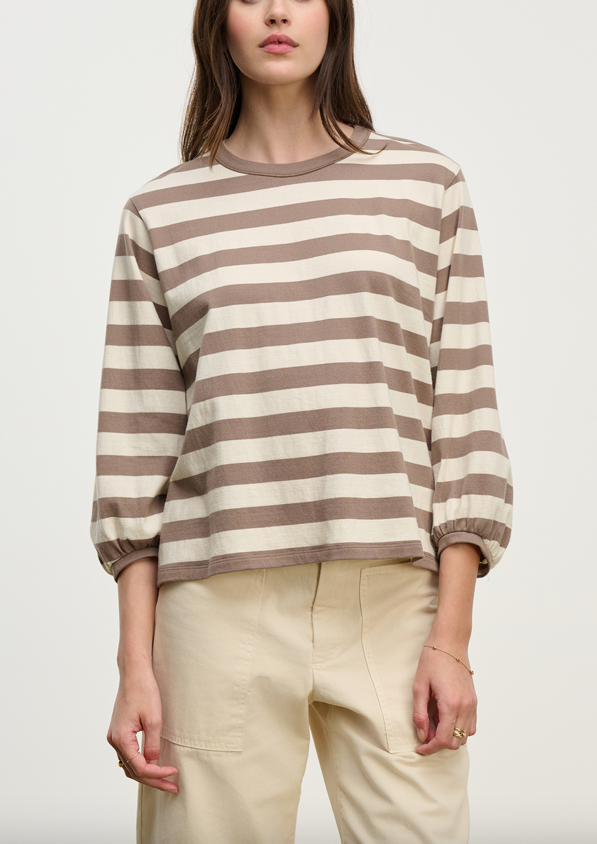 Edora jersey stripe long sleeve mocha