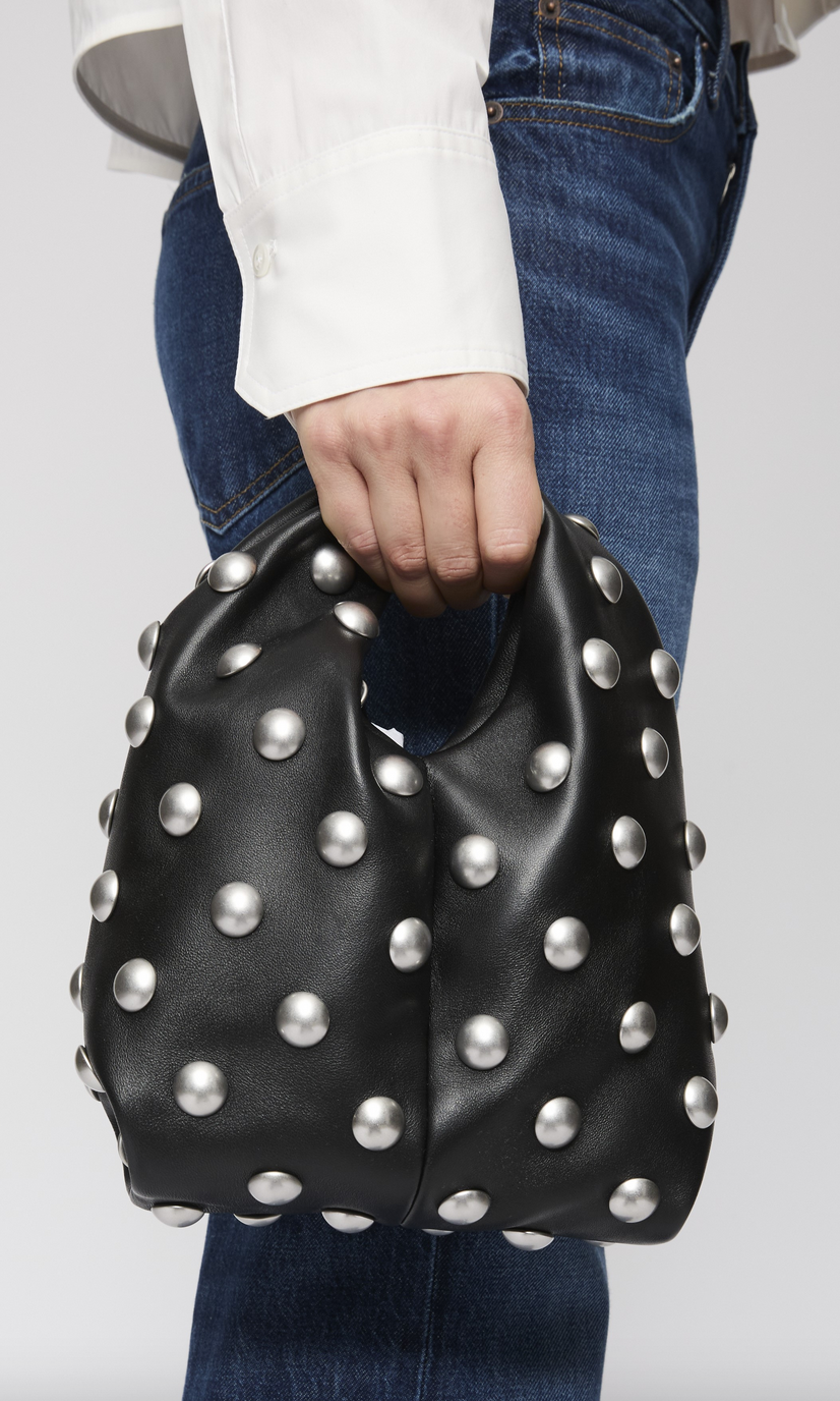 simone studded leather bag black