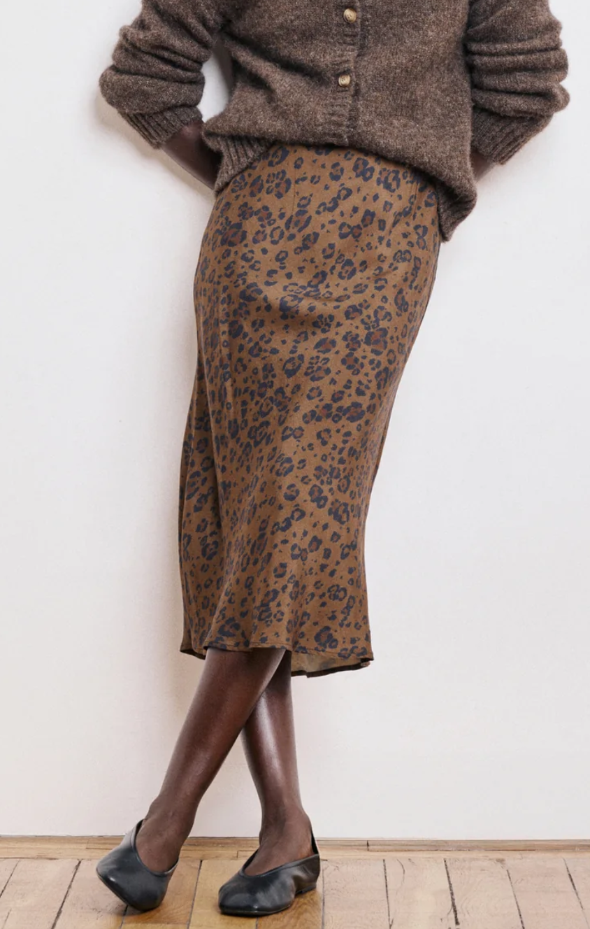 Jimo women's leopard viscose skirt