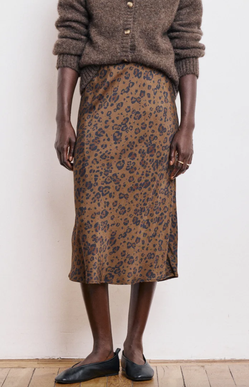 Jimo women's leopard viscose skirt