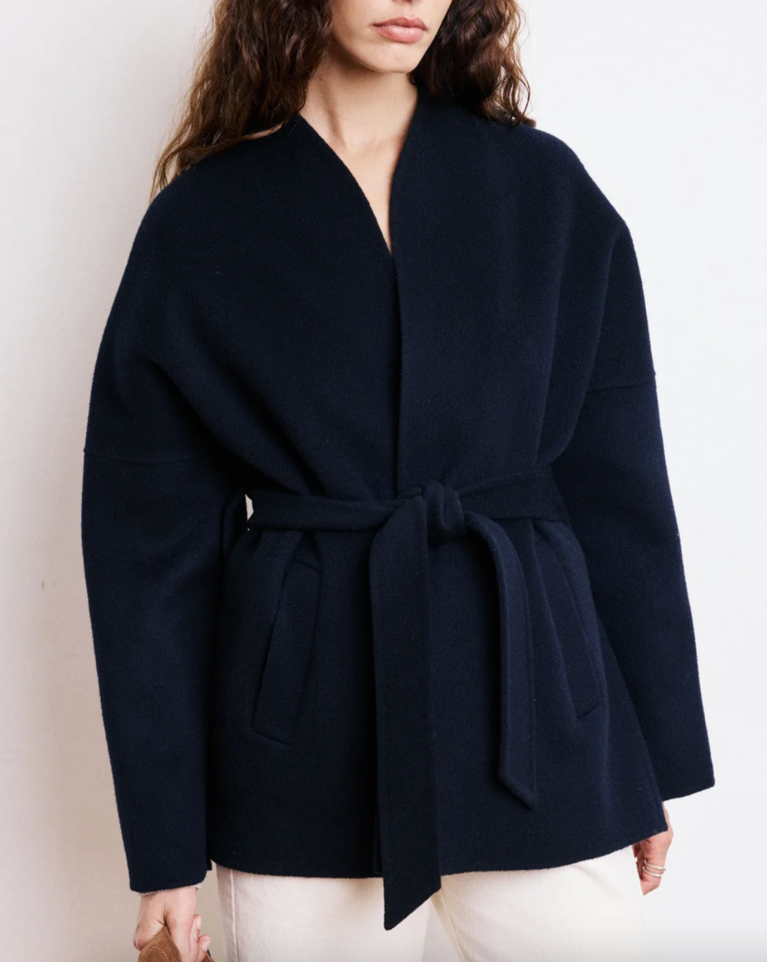 vanelle women's navy blue double face wool coat