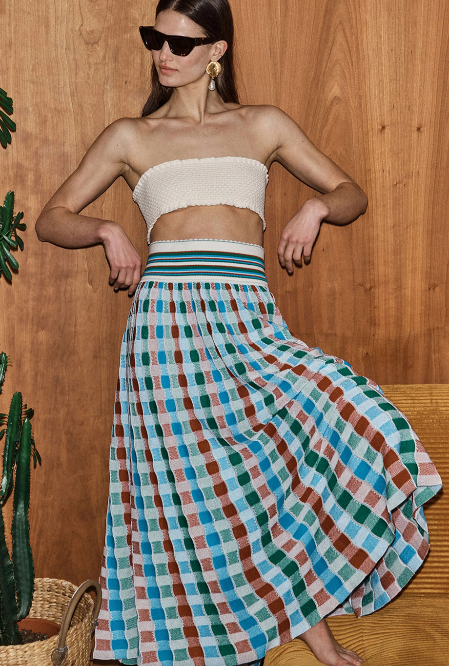 delicate skirt in a wavy knit natural multi