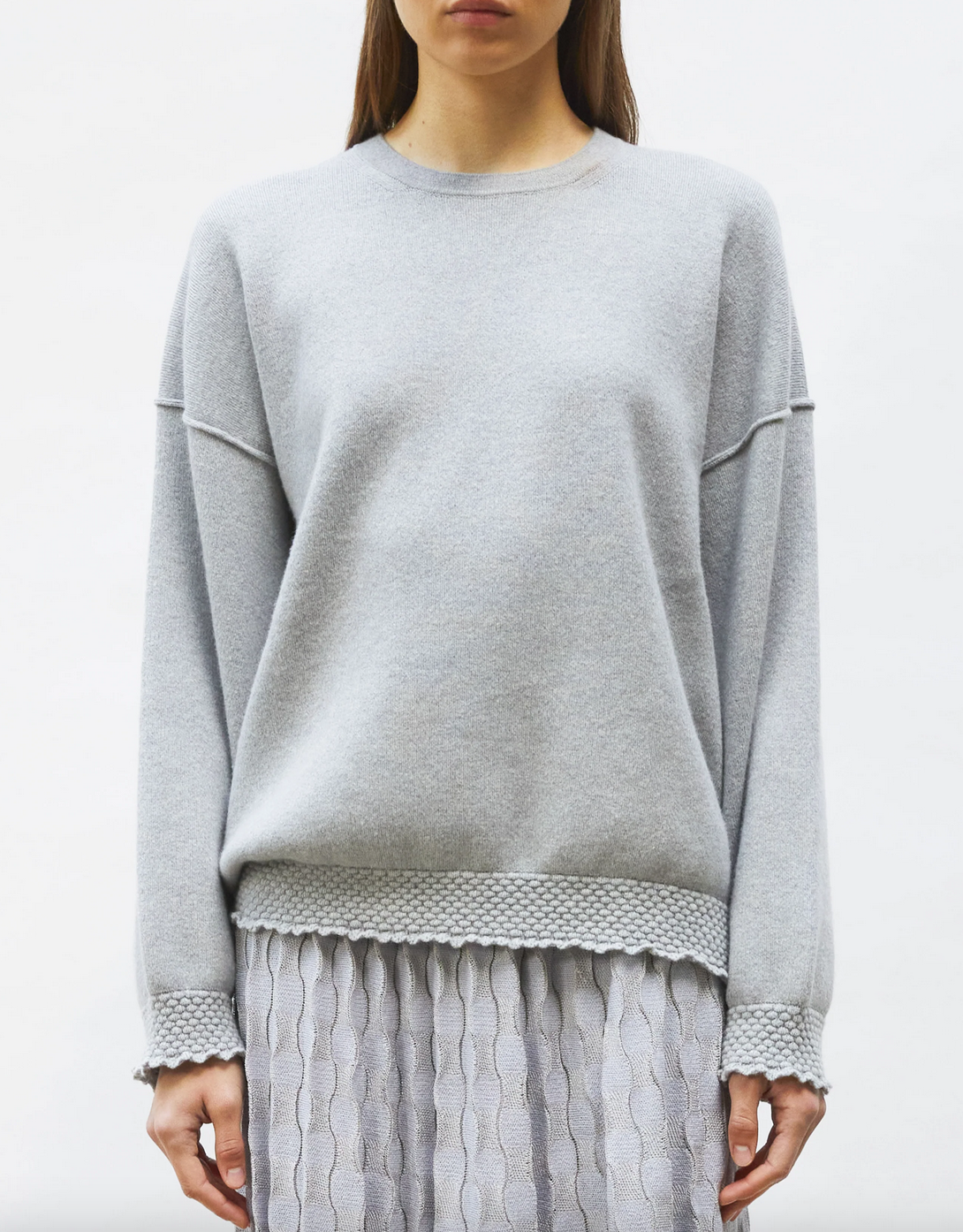 Dump loose sweatshirt with smocked edges gris souris mouse grey