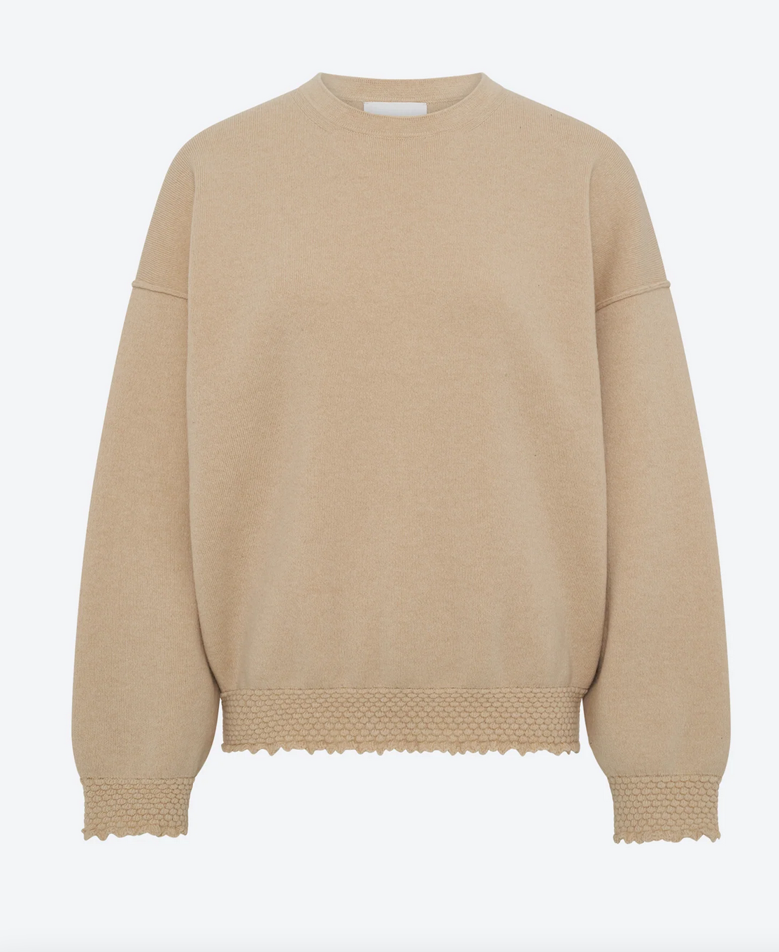 Dump loose sweatshirt with smocked edgings dune