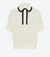 Duc wide knit top rick-rack edged collar natural deep black