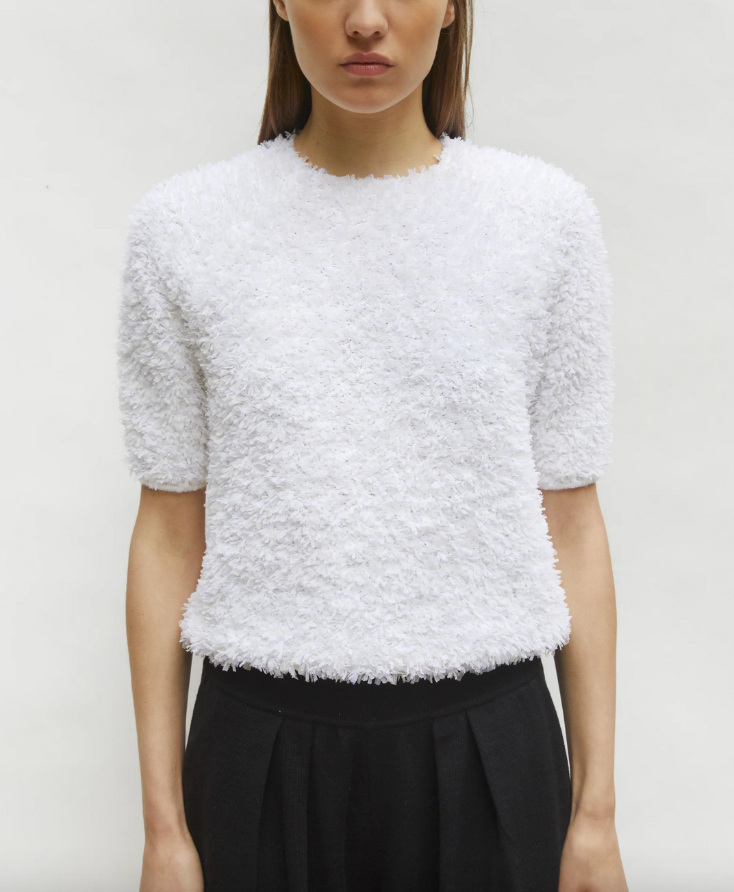 Desperado dotted swiss top with elbow length sleeves milk