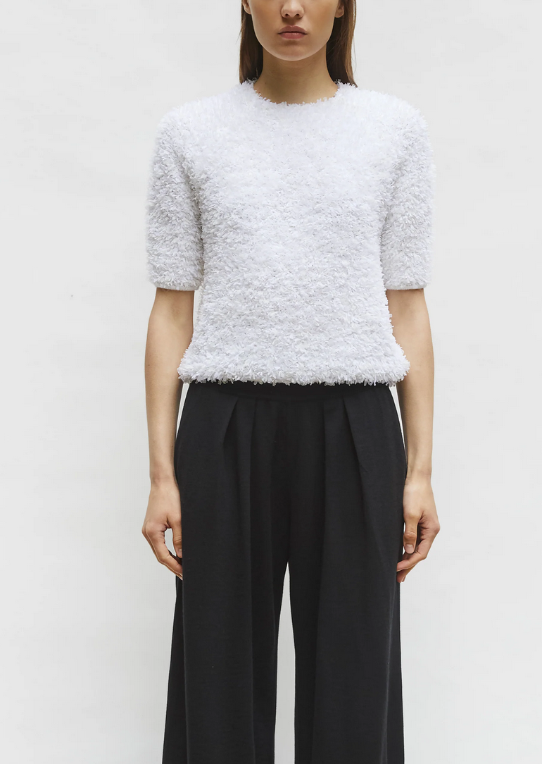 Desperado dotted swiss top with elbow length sleeves milk