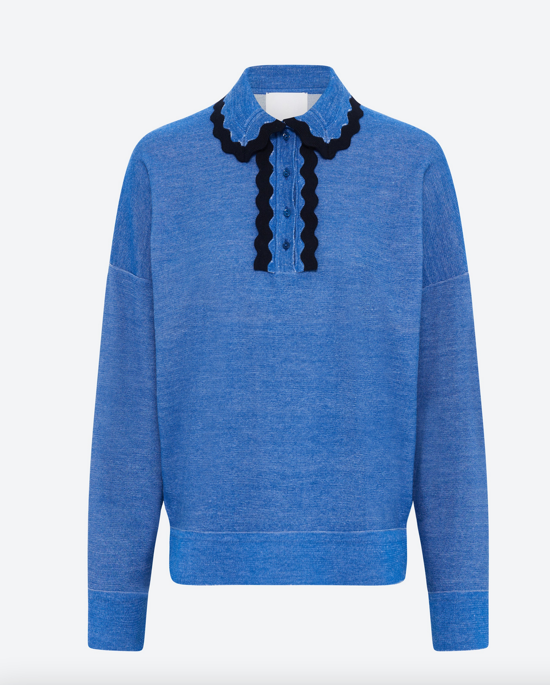 duchesse2 knit rick-rack edged collar royal blue denim midnight