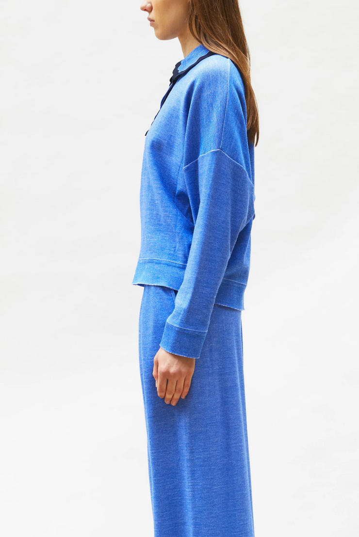 duchesse2 knit rick-rack edged collar royal blue denim midnight