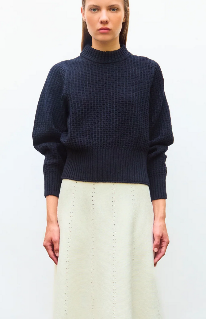 baguette fine sweater in waffled knit midnight