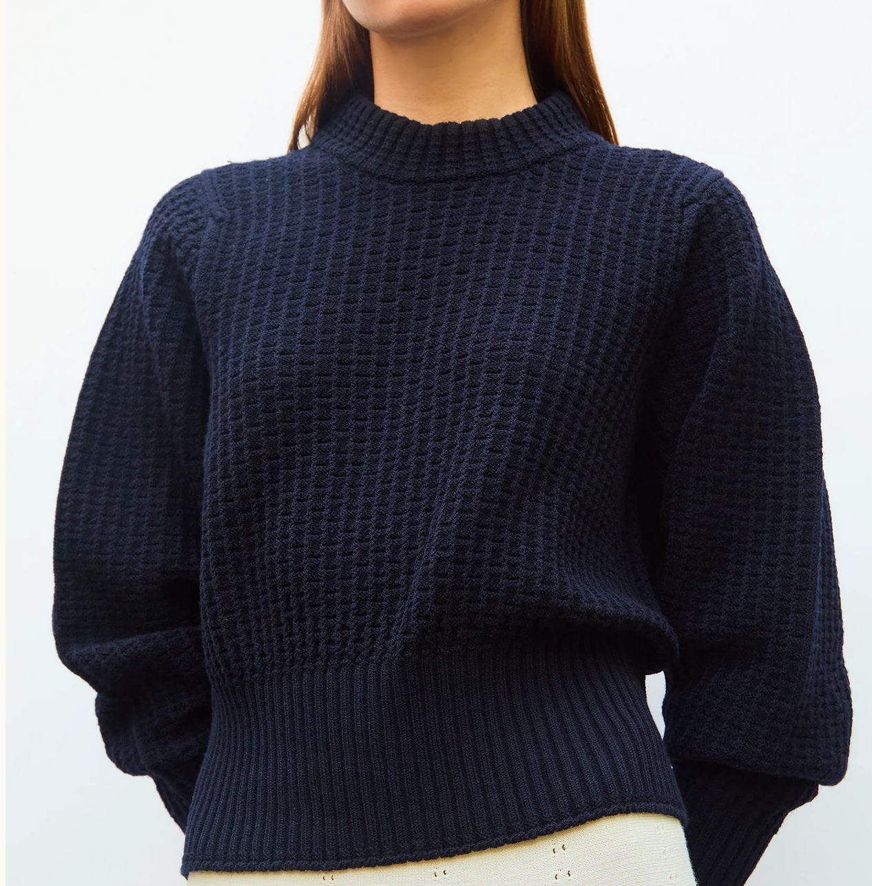baguette fine sweater in waffled knit midnight