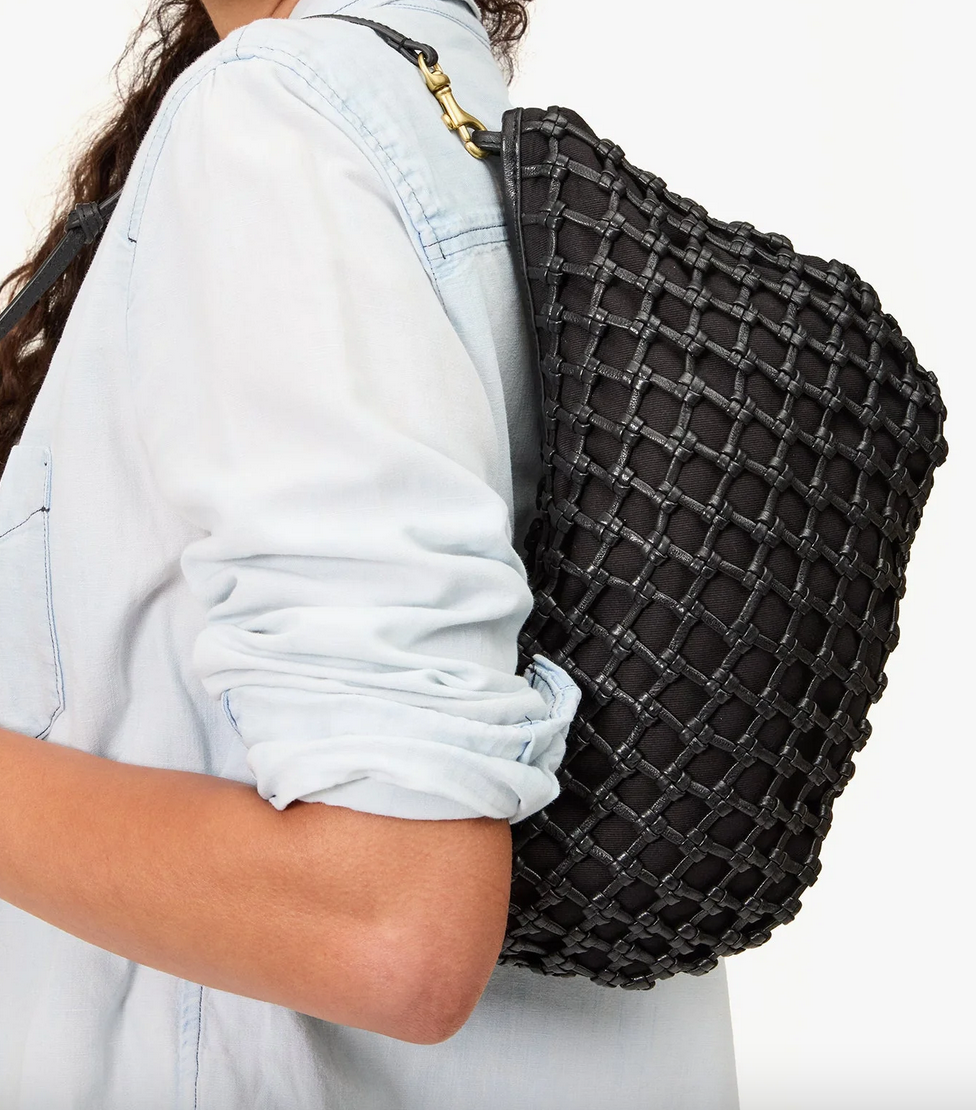 lune black knot woven leather