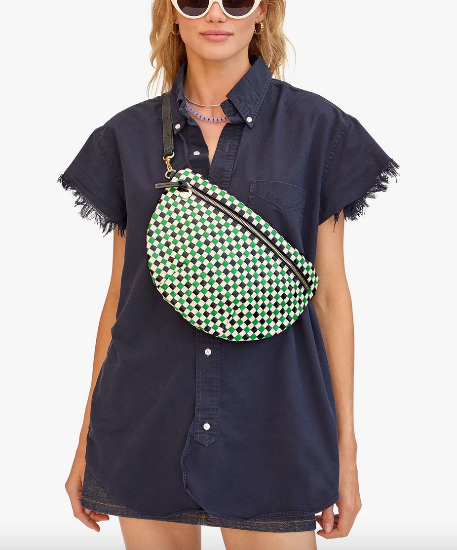 grande fanny green apple multi woven checker