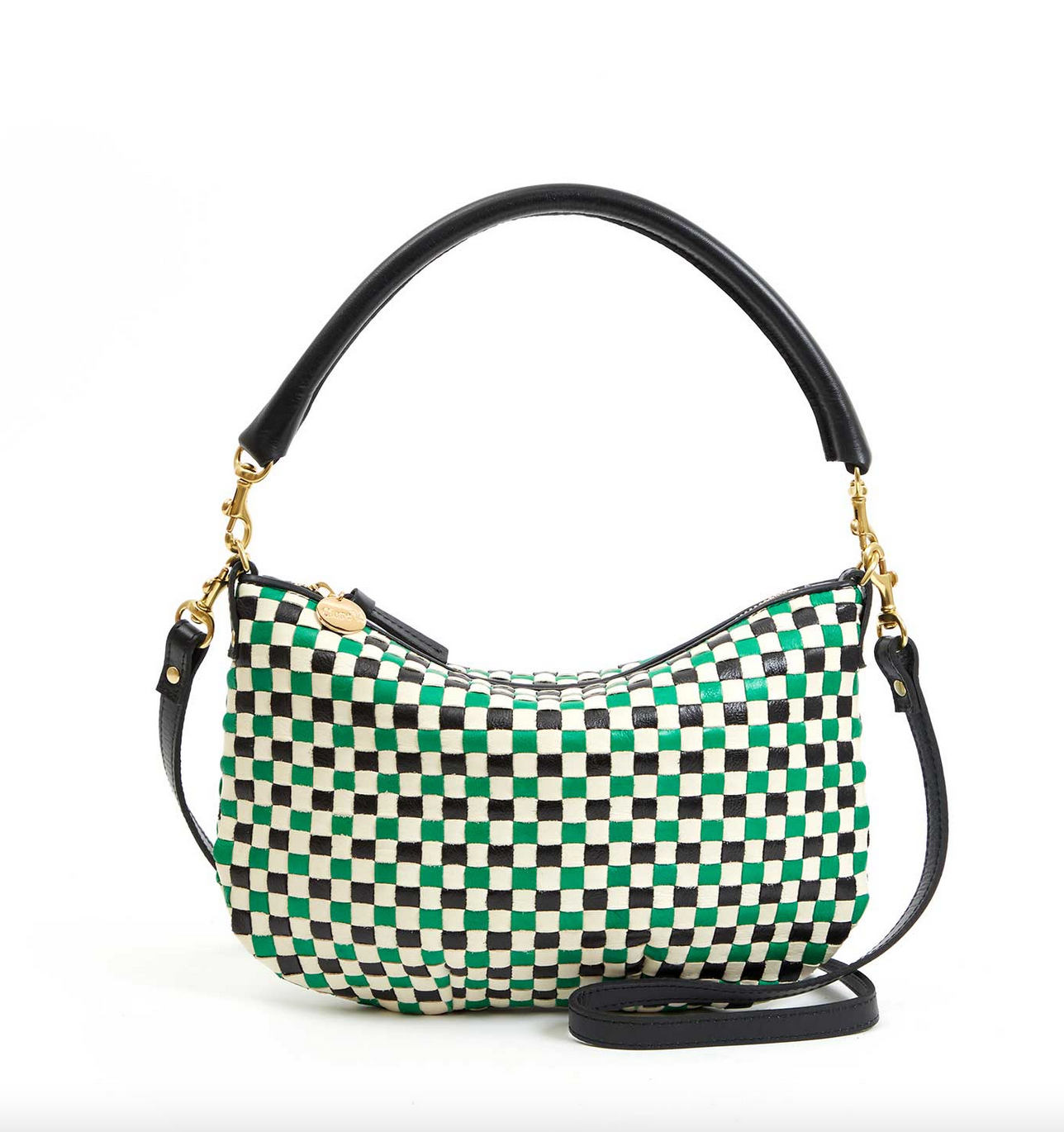 petit moyen green apple multi woven checker