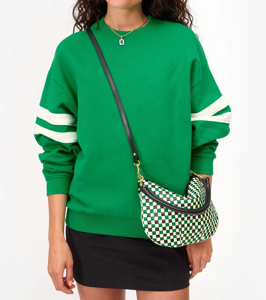 petit moyen green apple multi woven checker