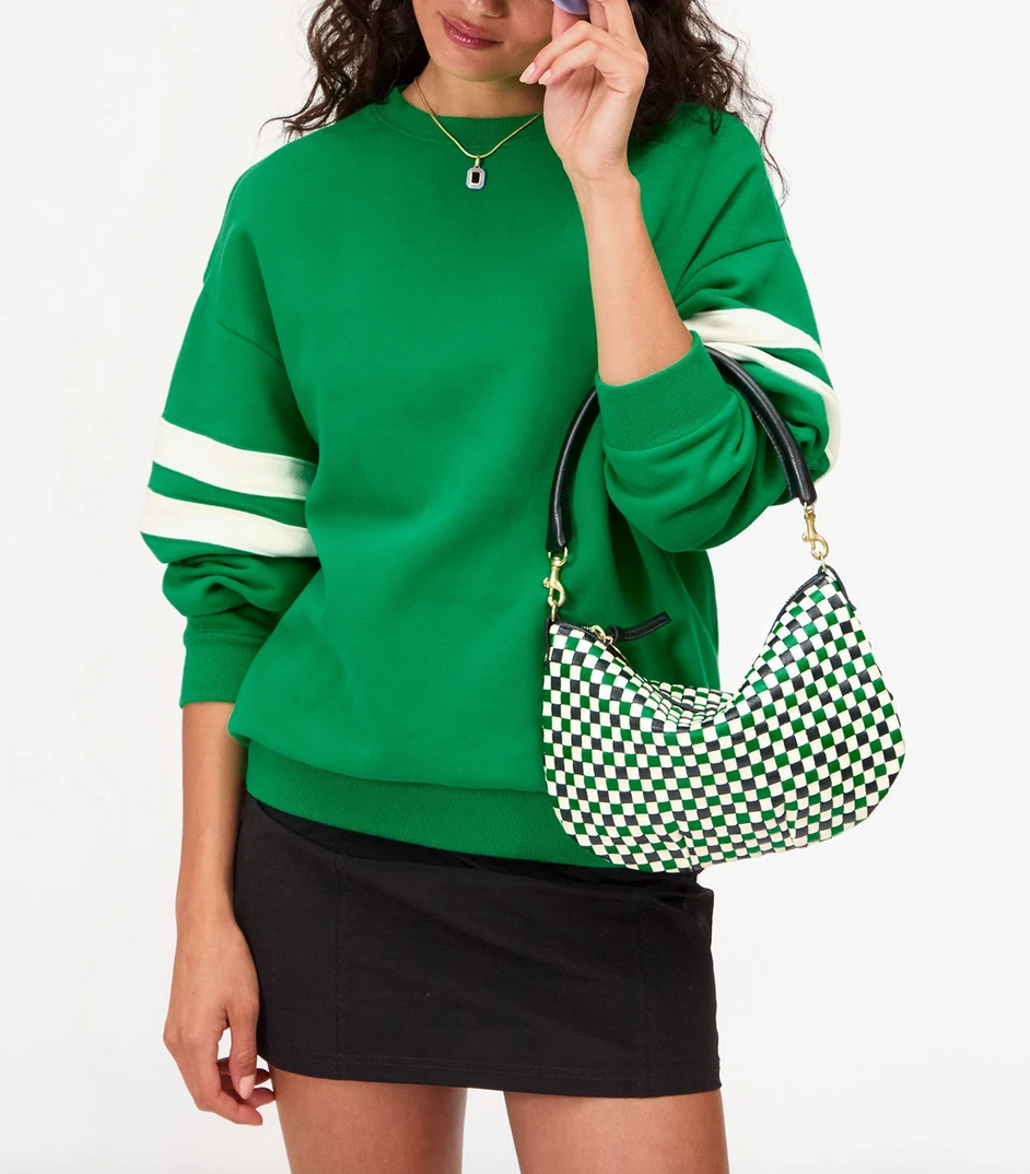 petit moyen green apple multi woven checker