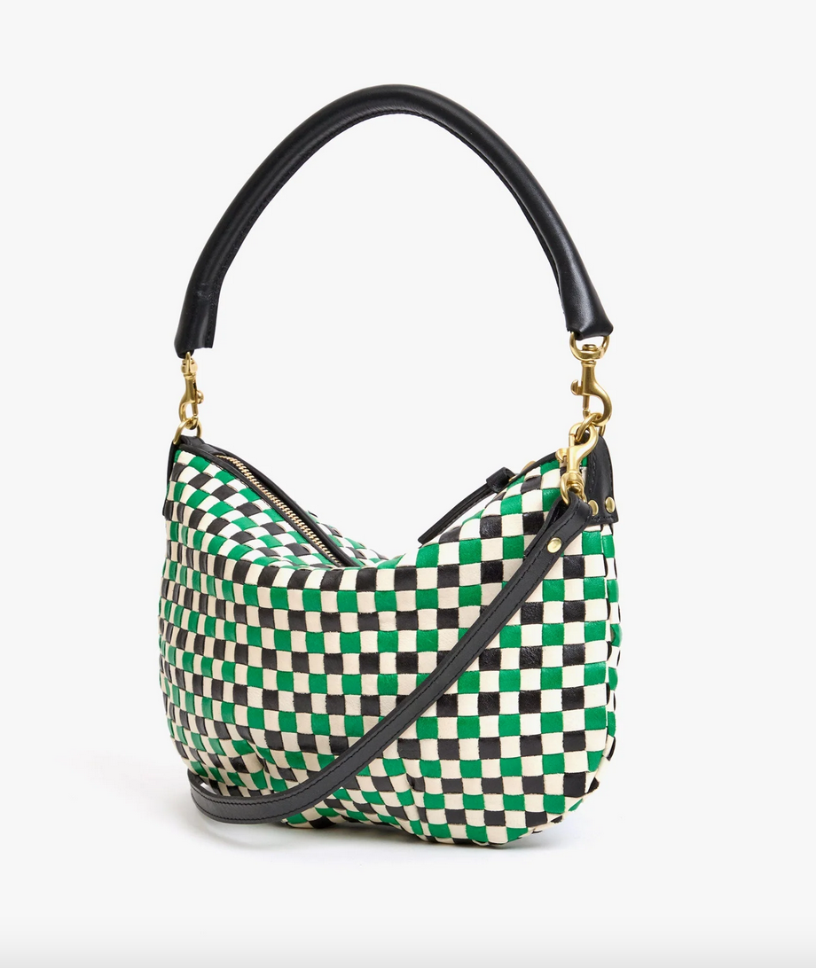 petit moyen green apple multi woven checker