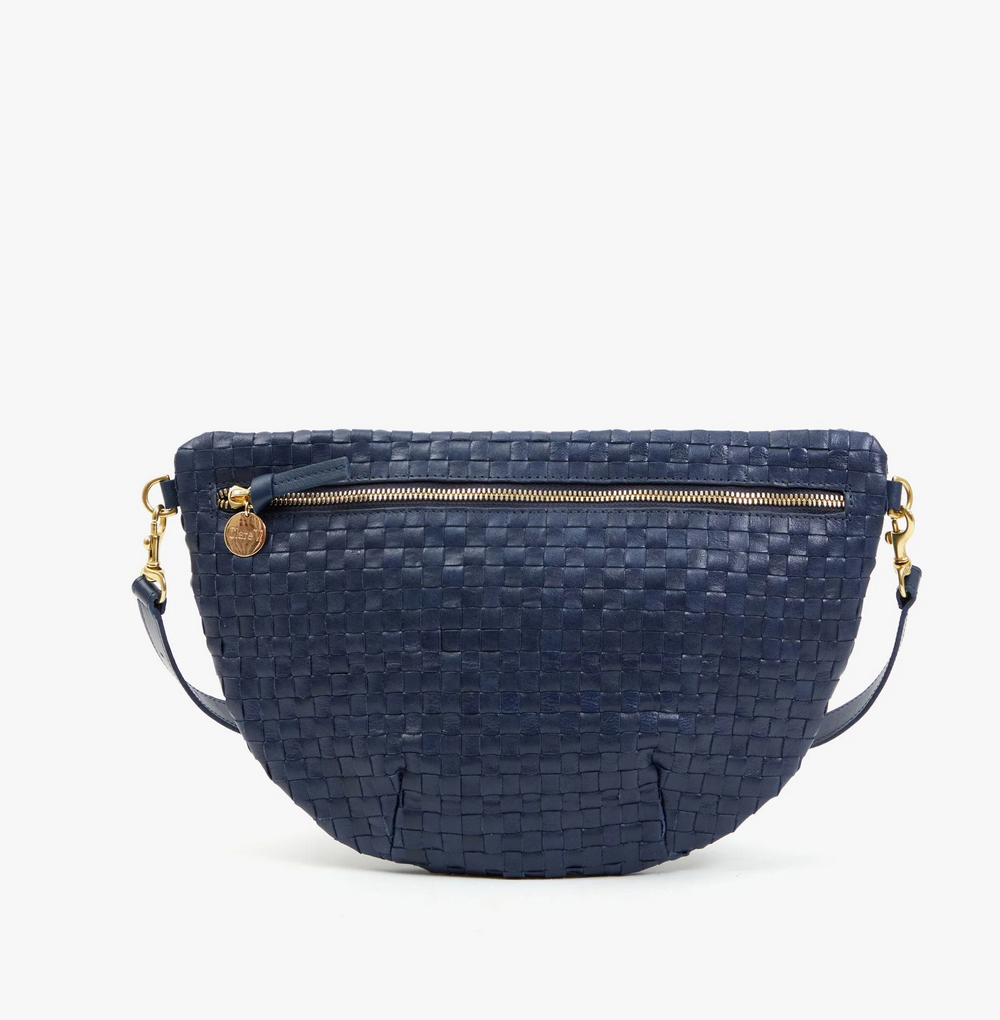 grande fanny bleu marine woven checker