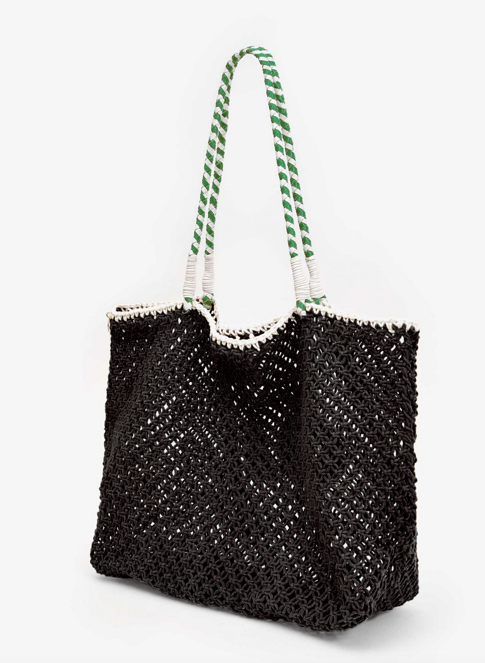 l'ete tote black w/ green apple a la plage