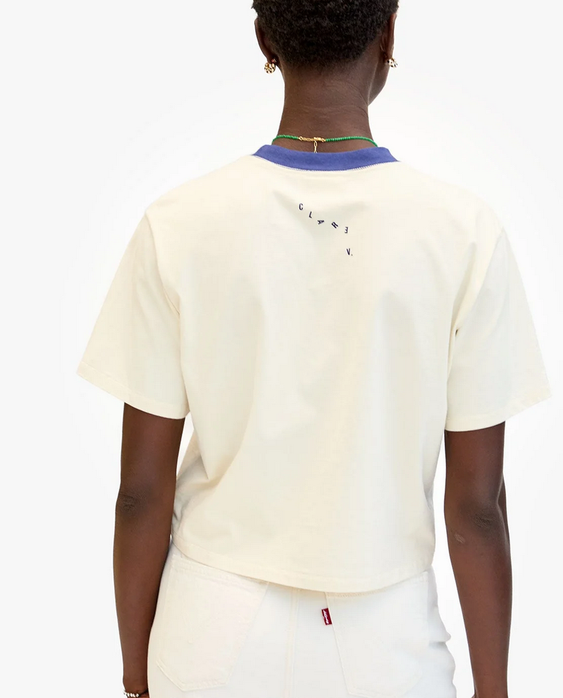 le carre tee cream w/ navy block ciao