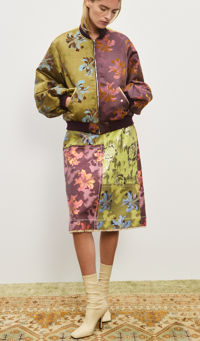 adriana jacquard bomber jacket