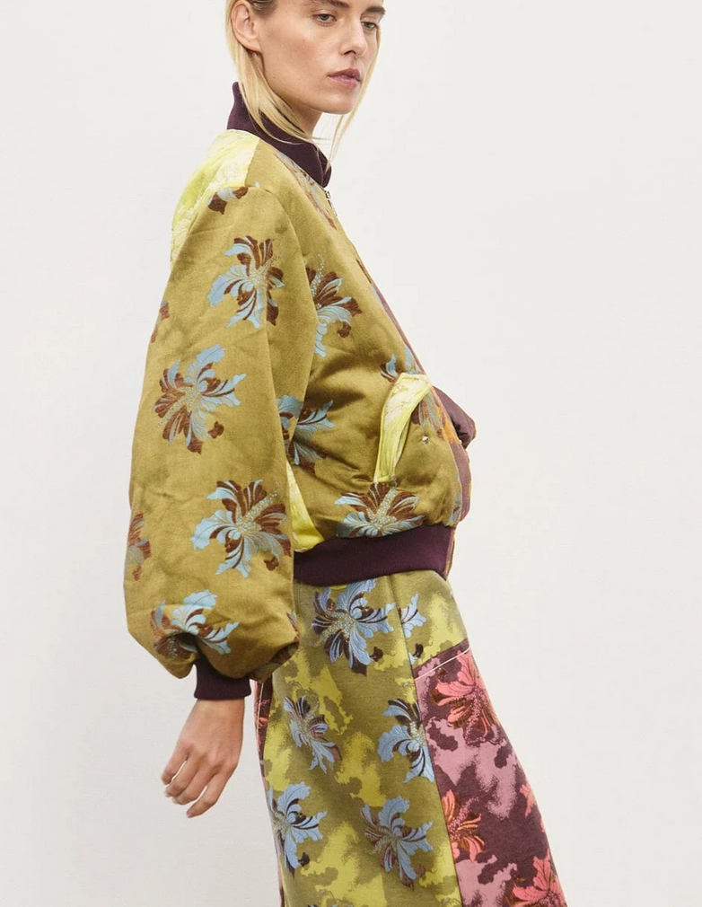 adriana jacquard bomber jacket