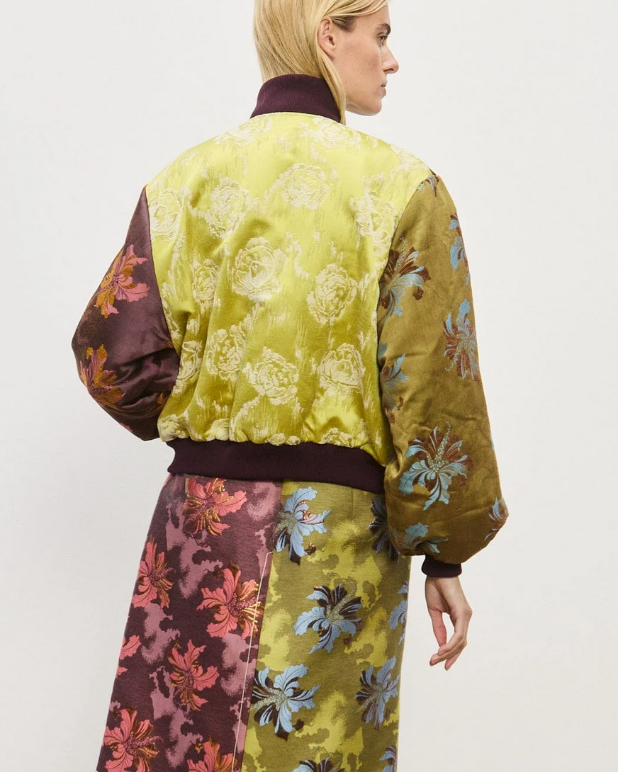 adriana jacquard bomber jacket