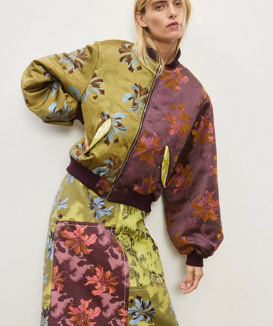 adriana jacquard bomber jacket