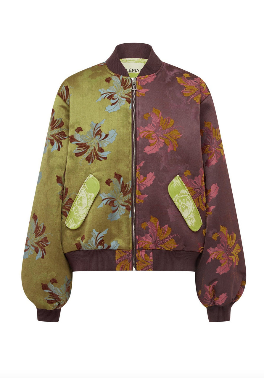 adriana jacquard bomber jacket