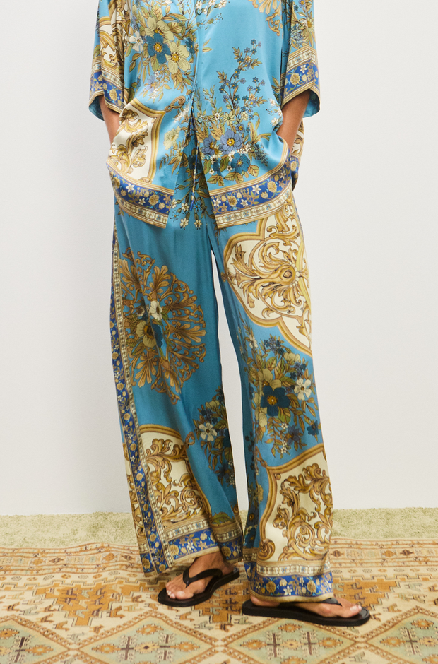 Cassie silk pant blue