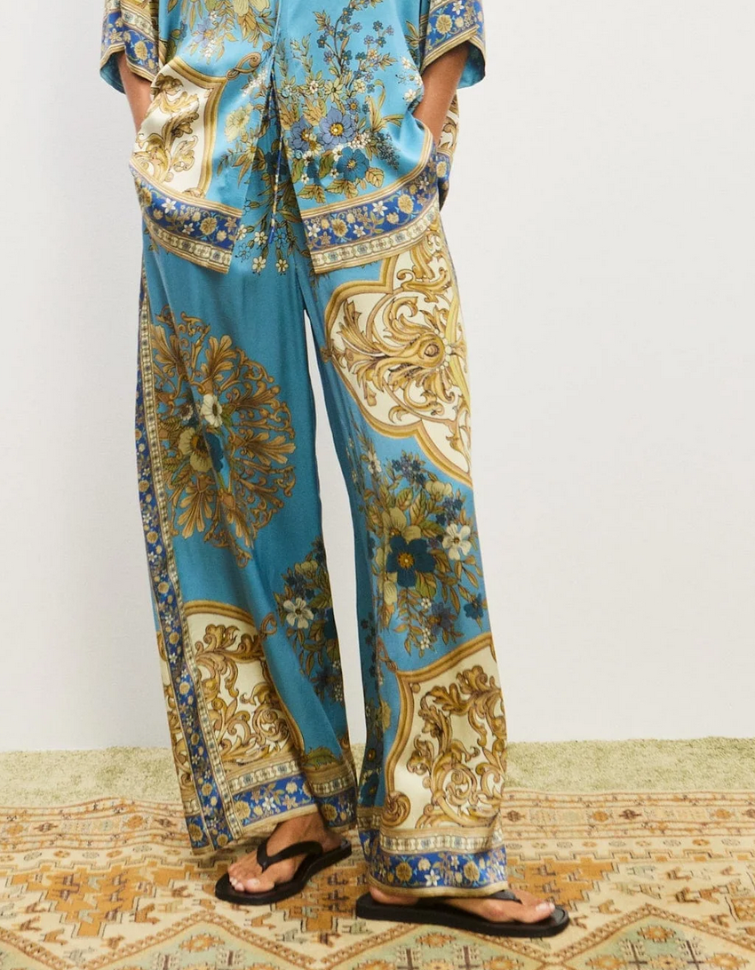 Cassie silk pant blue