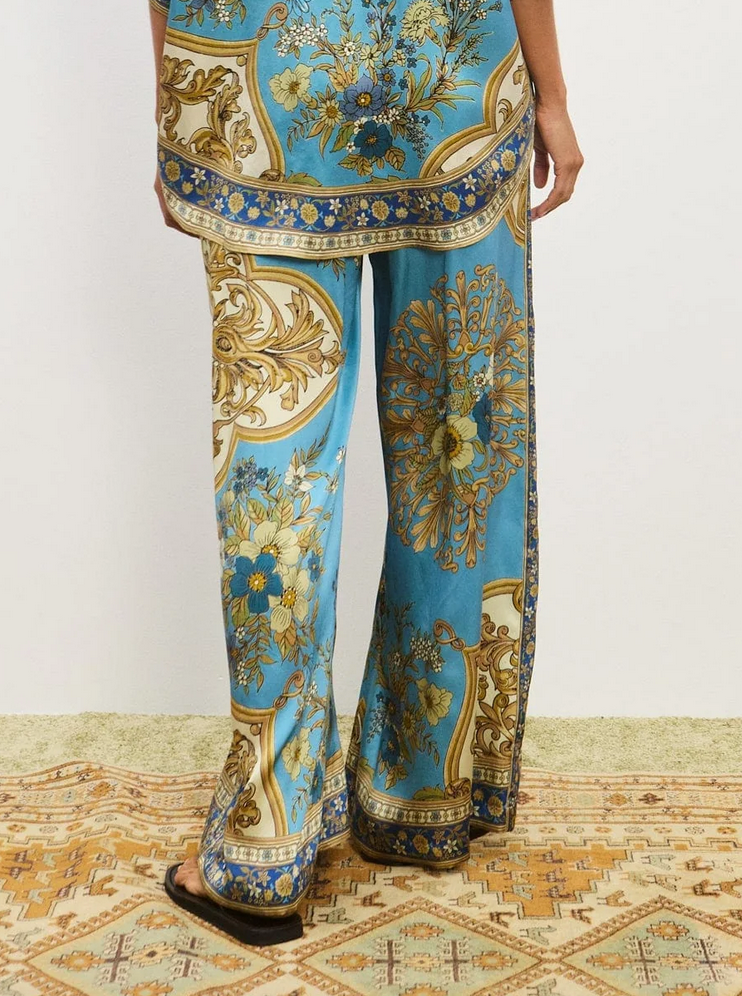 Cassie silk pant blue
